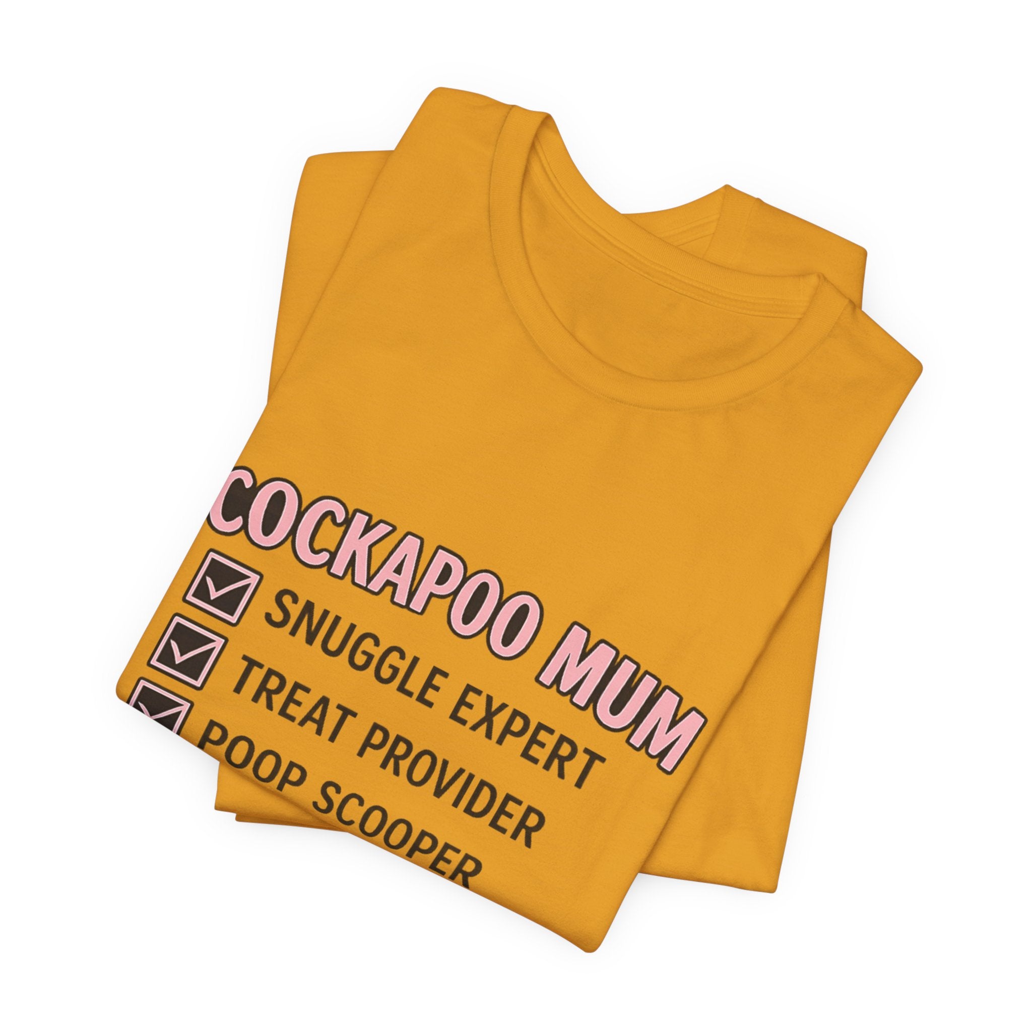 Cockapoo Mum T‑Shirt — "Cockapoo Mum" Checklist Tee (Snuggle Expert, Treat Provider, Best Mum Ever)