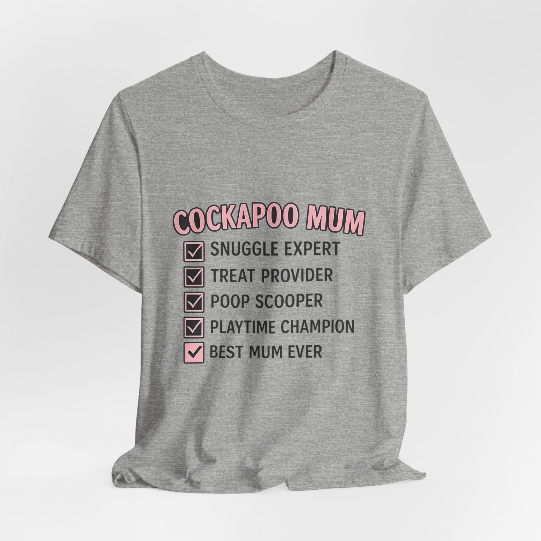 Cockapoo Mum T‑Shirt — "Cockapoo Mum" Checklist Tee (Snuggle Expert, Treat Provider, Best Mum Ever)